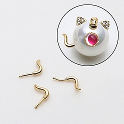 Golden Brass Head Pins, for Ghost Witch Baroque Pearl Making, Cat Tail, Golden, 3.4x3mm