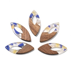 Розовый Подвески из смолы и ореха, лошадиный глаз , туманная роза, 38x15.5x3 мм, отверстие : 2 мм, внутренний диаметр: 16 мм