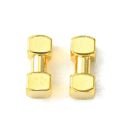 Real 18K Gold Plated 304 Stainless Steel Findings, Dumbbell, Real 18K Gold Plated, 7x3x3mm