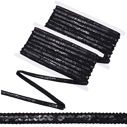 Черный 20м полиэстеровых лент, с пластиковыми пайетками, чёрные, 1/2 дюйм (12 мм), около 21.87 ярдов (20 м) / комплект