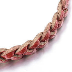 FireBrick Adjustable Braided Leather Cord Bracelets, FireBrick, 2-1/2 inch(66mm)