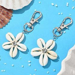 Платина Подвеска из натуральной смешанной ракушки каури в виде звезды и медной проволоки, с сплава шарнирного когтя омара застежками, платина, 68~70 мм