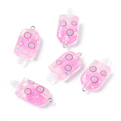 Питайи Подвески из смолы, с платиновым тоном железная петля, имитация еды, мороженое с фруктами, рисунок питайи, 37x16.5x17.5 мм, отверстие : 2 мм