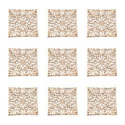 Золотой Железо филигранные крупные кулоны, квадратный, золотые, 51x51x0.5 мм, отверстие : 1 мм