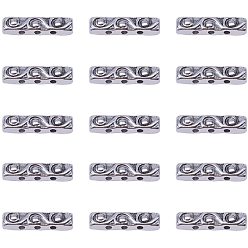 Antique Silver Alloy Tibetan Silver Bar Spacers, Tube, Antique Silver, 18x4x5mm, Hole: 1.5mm, 60pcs/box