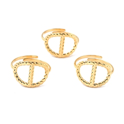 Golden Ion Plating(IP) Adjustable 304 Stainless Steel Finger Rings, Long-Lasting Plated, Oval, Golden, US Size 7 1/4(17.5mm), 1.5~13mm