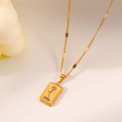 Цветок 304 Кулон-подвеска в виде цветка-символа рождения из нержавеющей стали для женщин, реальный 18 k позолоченный, январская капля воды, 18.11 дюйм (46 см)