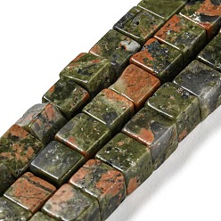 Unakite Natural Unakite Beads Strands, Cube, 6~6.5x6~6.5x6~6.5mm, Hole: 1.2mm, about 63~64pcs/strand, 15''~15.16''(38.1~38.5cm)