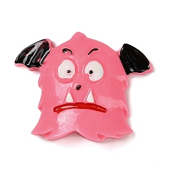 Pink Монстр Хэллоуин непрозрачная смола декодирует кабошоны, ювелирное ремесло на Хэллоуин, розовые, 29.5x37.5x9.5 мм