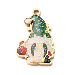 Santa Claus Рождество 304 эмалированные подвески из нержавеющей стали, с напудренным золотом, ионное покрытие (ip), без кадмия, без никеля и без свинца, Дед Мороз, 17x11x2 мм, отверстие : 1.4 мм