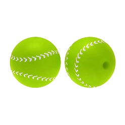 Baseball Пищевые экологически чистые силиконовые бусины, бейсбол, 12 мм