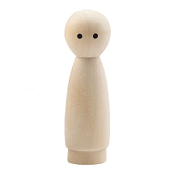 BurlyWood Unfinished Wooden Peg Dolls, Wooden Girl Peg with Printed Eyes, for Children's Creative Paintings Craft Toys, BurlyWood, 2x7cm