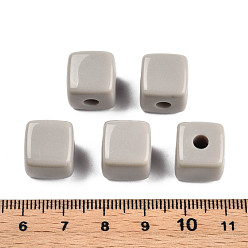 Dark Gray Opaque Acrylic Beads, Cube, Dark Gray, 12.5x12.5x12.5mm, Hole: 3.5mm, about 263pcs/500g