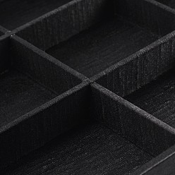 Черный Деревянные прямоугольного параллелепипеда ювелирные презентация ящики, покрыты тканью, 12 compertments, чёрные, 35x24x3 см