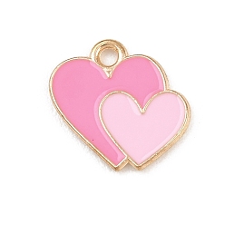Сердце Подвески из сплава с эмалью ко дню святого валентина, золотой свет, сердце, 15x15x1.5 мм, отверстие : 1.8 мм