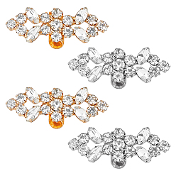 (52) Непрозрачная лаванда 2 пары 2 цвета съемные цветочные украшения для обуви, с пряжкой из сплава, хрусталь стекло горный хрусталь, разноцветные, 18.5x48.5x8 мм, 1 пара / цвет