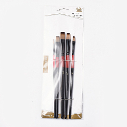 Black Wooden Paint Brushes Pens Sets, For Watercolor Oil Painting, Black, 180~198x5~9.5mm, brush: 11~16x2~10mm, 5pcs/set