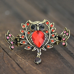 Светло-сиамский Заколки для волос со стразами из сплава, аксессуары для волос для женщин и девочек, сова, Light Siam, 55x68 мм