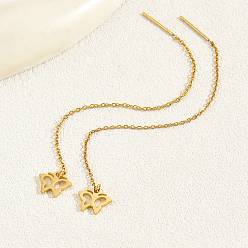 Настоящее золото 18K Геометрические круглые серьги с кисточками-гвоздиками 201 цепочка из нержавеющей стали, бабочка, реальный 18 k позолоченный