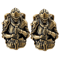Or Antique 2pcs perles européennes en laiton, Perles avec un grand trou   , chevalier, Or antique, 24.5x17x13.5mm, Trou: 5.5x5mm