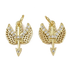 Настоящее золото 18K Латунные микро проложить кубического циркония подвески, прелести крыльев, долговечный, без кадмия и без свинца, стойки покрытие, с целью перехода в кольце, реальный 18 k позолоченный, 15.5x11.5x3 мм, отверстие : 3.2 мм