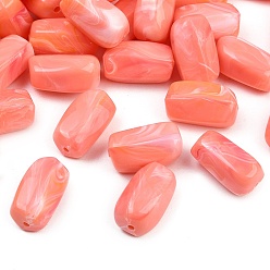Светло-Коралловый Непрозрачные акриловые бусины, имитирующие драгоценные камни, Twist колонки, два тона, свет коралловый, 25x14x14 мм, отверстие : 2.5 мм, Около 140 шт / 500 г