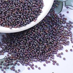 (RR1013) Silverlined Dark Smoky Amethyst AB MIYUKI Round Rocailles Beads, Japanese Seed Beads, 11/0, (RR1013) Silverlined Dark Smoky Amethyst AB, 2x1.3mm, Hole: 0.8mm, about 50000pcs/pound