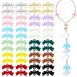 Mixed Color 48Pcs 12 Styles Spray Painted Alloy Connector Charms, 3D Bowknot Links, Mixed Color, 10.5x20x3.5mm, Hole: 1.8mm, 4pcs/color