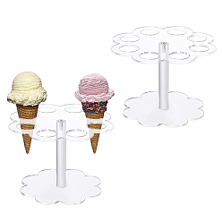 Прозрачный Акриловые стойки для мороженого с 8-отверстиями, держатели для рожков мороженого, формы цветка, прозрачные, 11.3x15.3x16.3 см