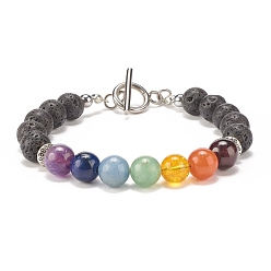 Mixed Stone Natural & Synthetic Mixed Gemstone Beaded Bracelet for Women, 7-7/8 inch(20cm)