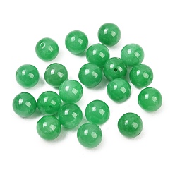 Зеленый Натуральные бирманские нефритовые бусины, окрашенные в различные цвета., круглые, половине просверлил, зелёные, 10 мм, отверстие : 1 мм