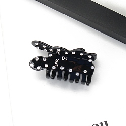 Черный Заколки для волос с когтями из ацетата целлюлозы кролика, аксессуары для волос со стразами для женщин и девочек, чёрные, 65x32x47 мм
