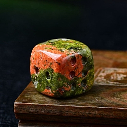 Унакит Натуральные резные кубики из унакита, статуэтки для украшения рабочего стола для домашнего офиса, 15x15x15 мм