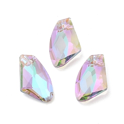 чертополох Гальваническим подвески стекла, с покрытием на задной стороне, граненые, многоугольник, чертополох, 19x11x5 мм, отверстие : 1.2 мм