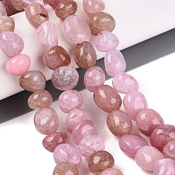 Pale Violet Red Natural Agate Beads Strands, Nuggets, Dyed & Heated, Tumbled Stone, Pale Violet Red, 5~14x6~15x6~15mm, Hole: 0.7~1mm, about 34~41pcs/strand, 13.98~15.35 inch(35.5~39cm)