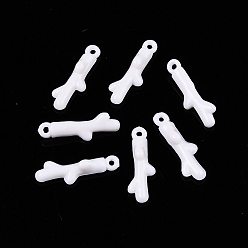 Белый Непрозрачные акриловые подвески, филиал, белые, 20x6.5x4 мм, отверстие : 0.9~1.2 мм, Около 1150 шт / 500 г