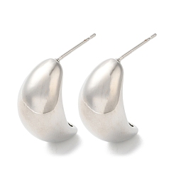 Платина Серьги-гвоздики из латуни с реечным покрытием, долговечный, без свинца и без кадмия, слеза, платина, 19.5x11 мм