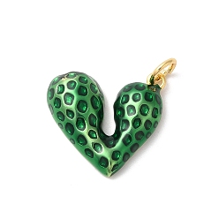 Зеленый Подвески из латуни с эмалью в стойку, с целью перехода в кольце, долговечный, без кадмия и без свинца, шарма сердца, реальный 18 k позолоченный, зелёные, 15x17x4 мм, отверстие : 3 мм