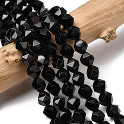 Black Onyx Бусины из натурального черного оникса, звезды вырезать круглые бусы, граненые, окрашенная и подогревом, 7~8x7~8x7~8 мм, отверстие : 1 мм, около 46~47 шт / нитка, 14.72''~15'' (37.4~38.1 см)