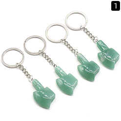 Green Aventurine Green Aventurine with Metal Mini Axe Keychain, 4.2x2.5cm