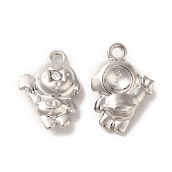 Platinum Rack Plating Alloy Pandants, with Clear Glass, Nickel Free, Spaceman with Star Charms, Platinum, 17.5x12.5x5mm, Hole: 1.8mm