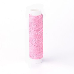 Pearl Pink Round Waxed Polyester Twisted Cord, Micro Macrame Cord, for Leather Projects, Bookbinding, Pearl Pink, 0.65mm, about 21.87 yards(20m)/roll