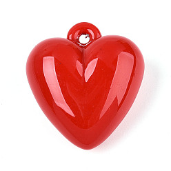 (123L) Белый крем непрозрачный блеск Непрозрачные акриловые подвески, сердце, огнеупорный кирпич, 35.3x32x16 мм, отверстие : 2.5 мм