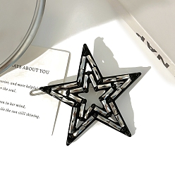 Черный Заколки для волос из ацетата целлюлозы, стразов и железа, звезда, чёрные, 70 мм