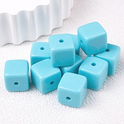 Голубой Непрозрачные акриловые бусины, кубические, голубой, 16x16 мм, отверстие : 3 мм