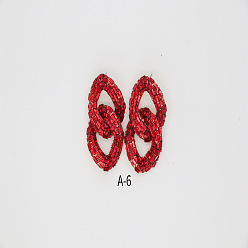 Красный Серьги-гвоздики из сплава и стекла, овальные цепи бордюров, красные, 60x35 мм