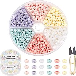 Mixed Color DIY Rubberized Faceted Rondelle Beads Bracelet Making Kit, Including Acrylic Beads, Elastic Thread, Scissors, Mixed Color, Beads: 540Pcs/set