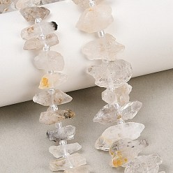 Herkimer Diamond Natural Herkimer Diamond Beads Strands, Nuggets, with Seed Beads, 11.5~26.5x5~11.5x6.5~9.5mm, Hole: 0.7mm, about 38~39pcs/strand, 14.96''(38cm)