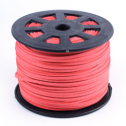 Лосось Замша Faux шнуры, искусственная замшевая кружева, salmon, 1/8 дюйм (3 мм) x 1.5 мм, около 100 ярдов / рулон (91.44 м / рулон), 300 фут / рулон