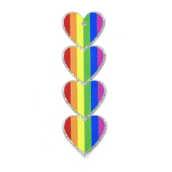 Сердце Акриловые подвески градиентного цвета на тему Дня святого Валентина, с блеском порошок, сердце, 54.5x16x2 мм, отверстие : 1.6 мм